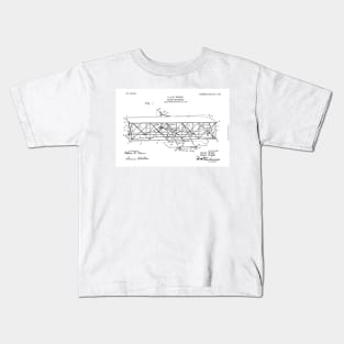 Orville, 1906 Flying Machine, original patent drawing white background Kids T-Shirt